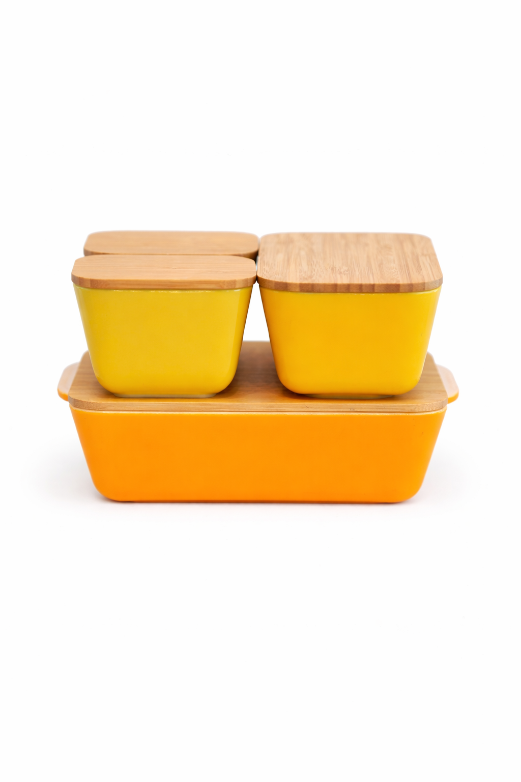 Pyrex リフリジレーター　M２個　Ｓ４個　グーズベリー Yellow_Fridgies_Clean_Backgrou